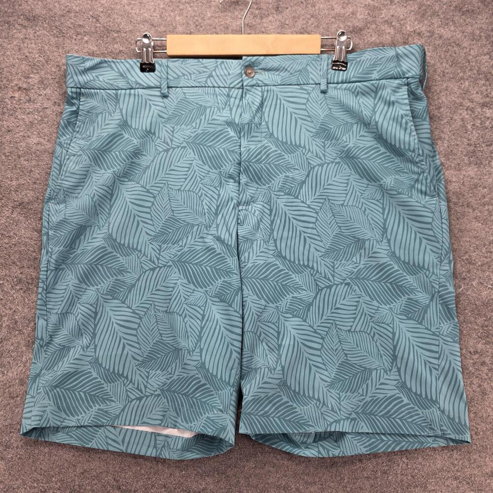 Walter Hagen Golf Shorts Mens 40 Blue Palm Leaf Print Microfiber Chino 11 Inseam